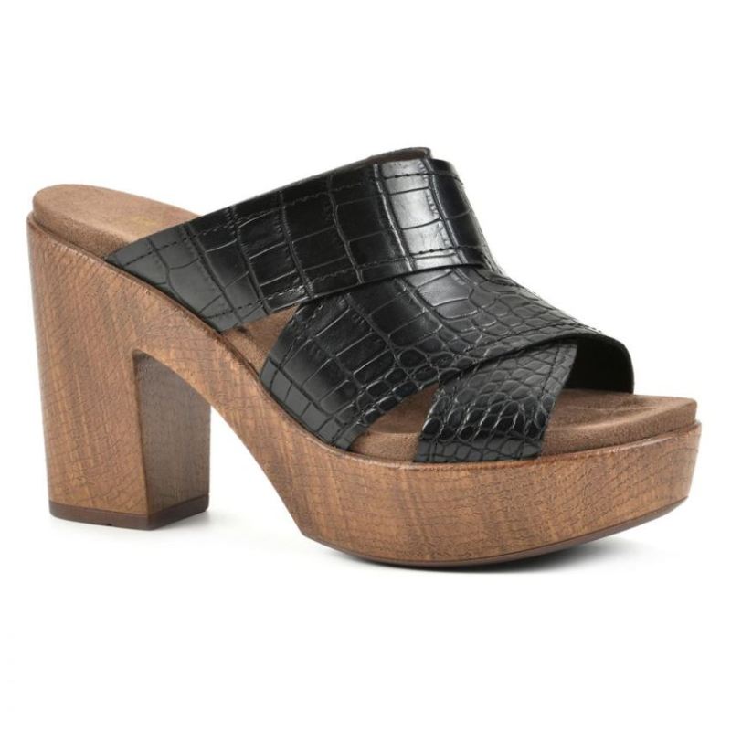 White Mountain Women's Alive Footbeds Heel-Black Croco Print | Canada Outlet