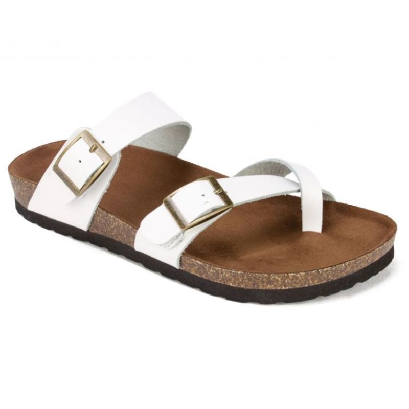 White Mountain Women's Gracie Leather Footbeds Sandal-White | Canada Outlet