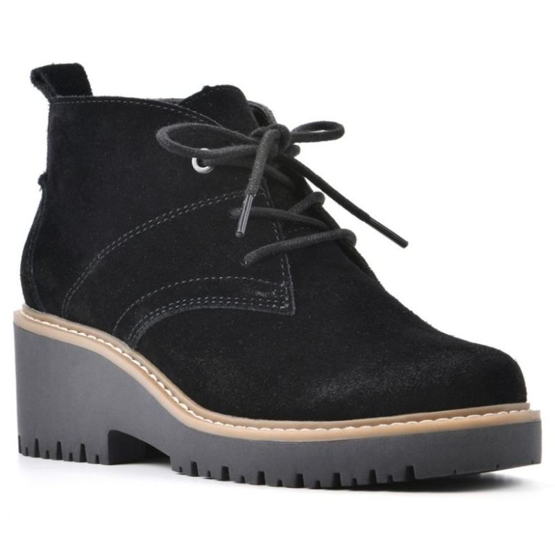 White Mountain Women's Danny Suede Wide Bootie-Black Suede | Canada Outlet