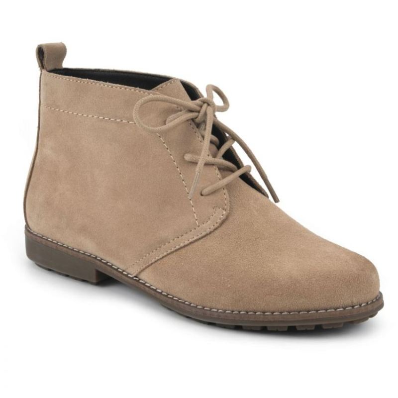 White Mountain Women's Auburn Suede Bootie-Light Tan Suede | Canada Outlet