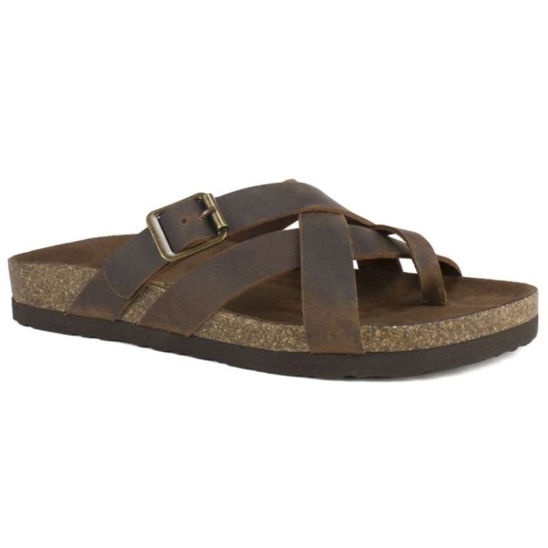 White Mountain Women's Hobo Leather Footbeds Sandal-Brown | Canada Outlet