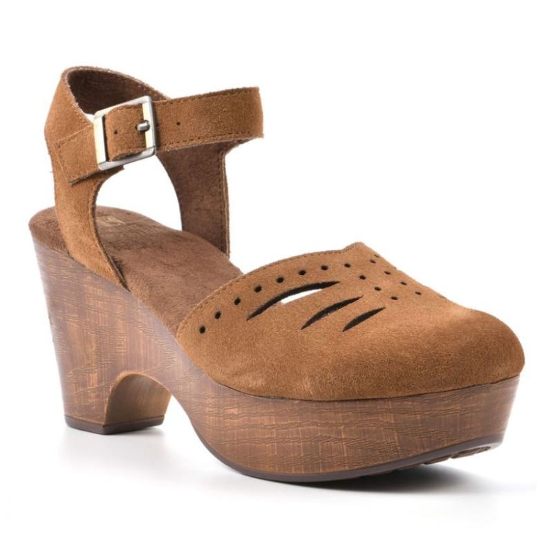 White Mountain Women's Cassidy Heeled Clog-Chestnut Suede | Canada Outlet
