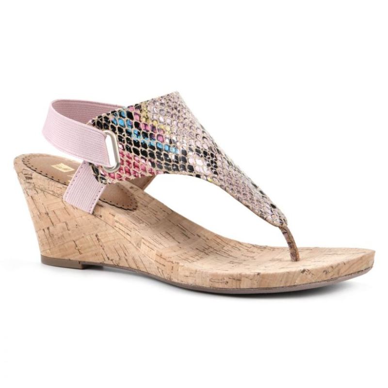 White Mountain Women's All Good Wedge Sandal-Blush Snake Multi Faux Leather | Canada Outlet