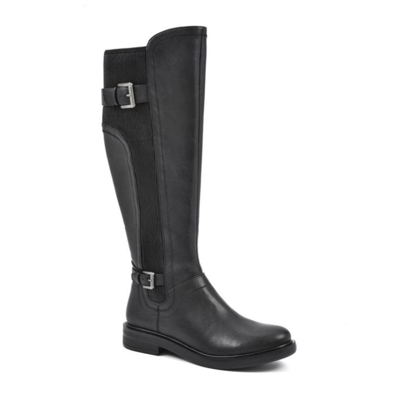 White Mountain Women's Meditate Tall Boot-Black Faux Leather | Canada Outlet