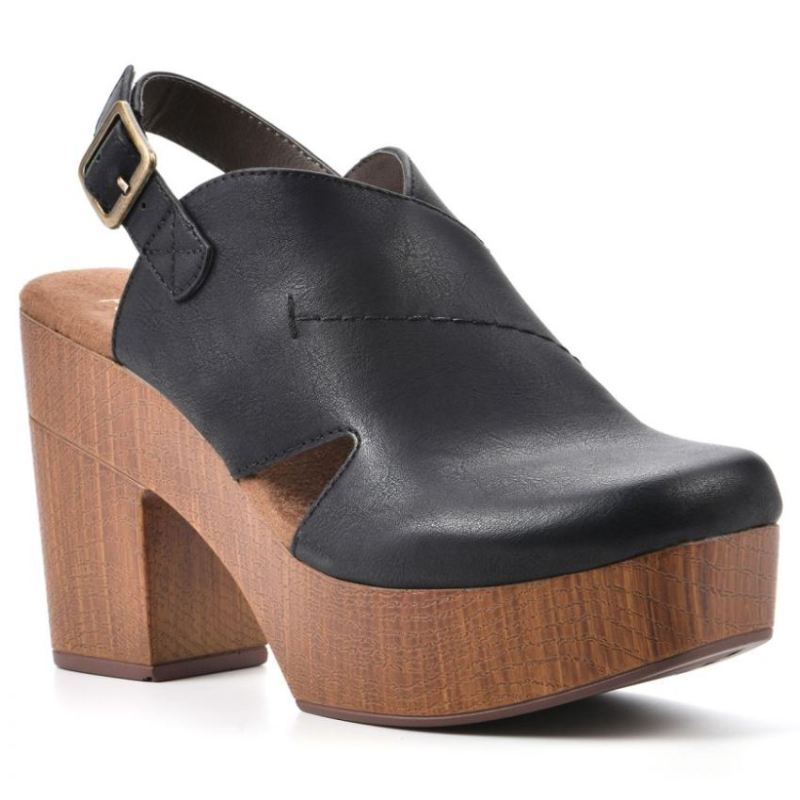 White Mountain Women's Thalia Footbeds Clog-Black Faux Leather | Canada Outlet