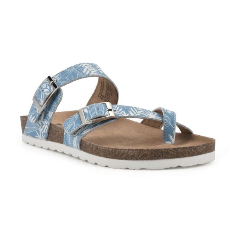 White Mountain Women's Gracie Leather Footbeds Sandal-Light Blue | Canada Outlet