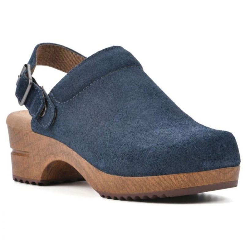 White Mountain Women's Being Leather Clog-Navy Suede | Canada Outlet