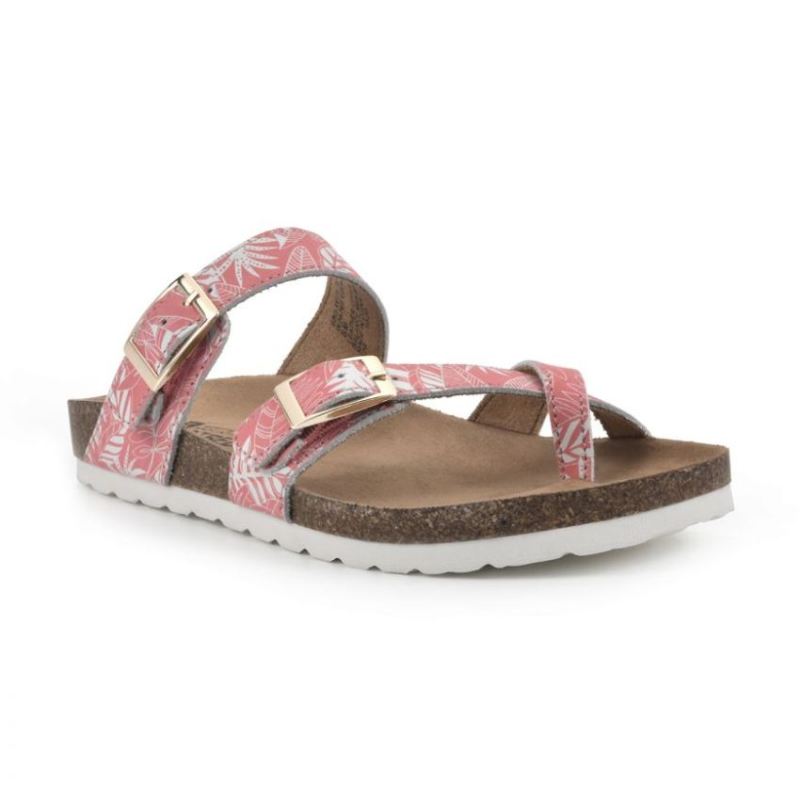 White Mountain Women's Gracie Leather Footbeds Sandal-Coral | Canada Outlet