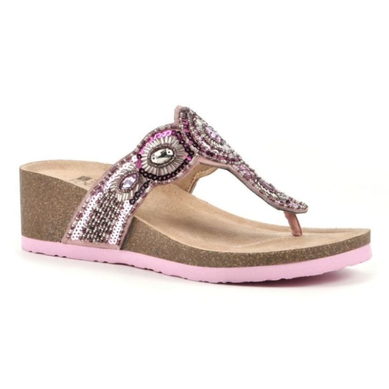 White Mountain Women's Blast Leather Footbeds Sandal-Pink | Canada Outlet