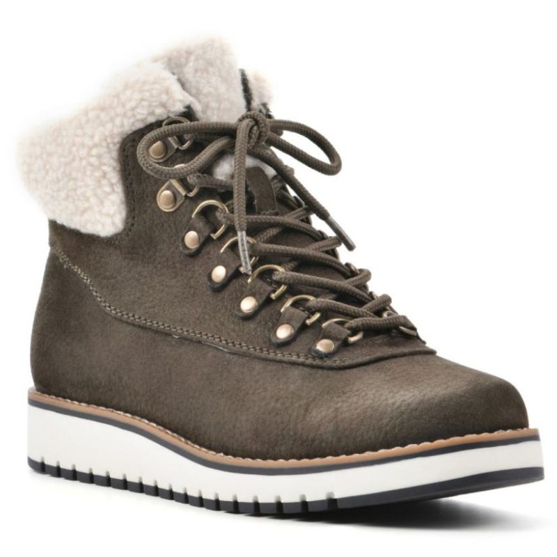 White Mountain Women's Cozy Bootie-Army Pebble Grain Fabric | Canada Outlet