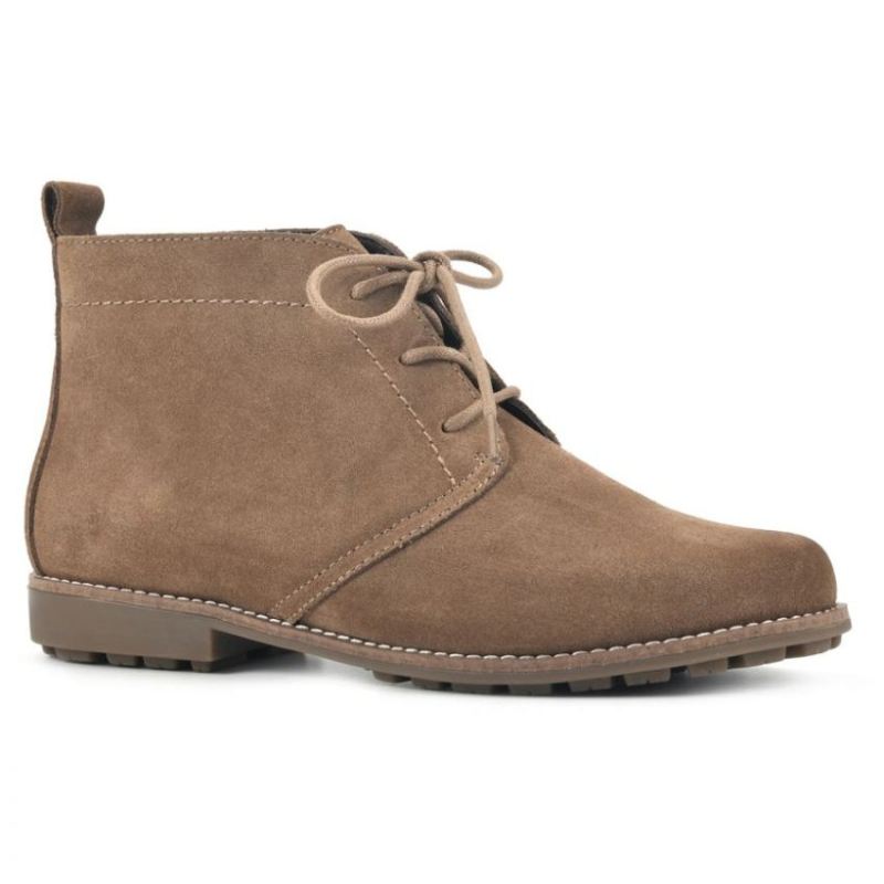 White Mountain Women's Auburn Wide Suede Bootie-New Chestnut Suede | Canada Outlet