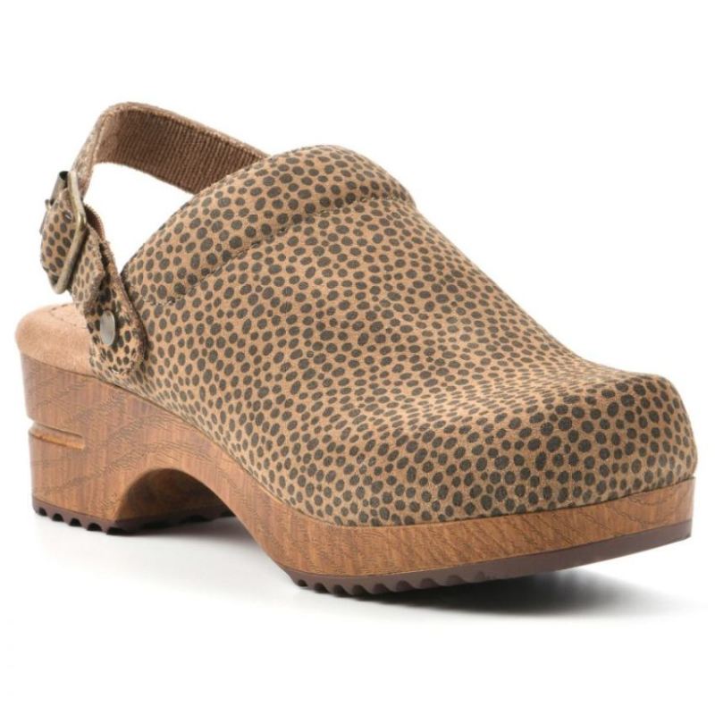 White Mountain Women's Being Leather Clog-Tan Cheetah Print Leather | Canada Outlet