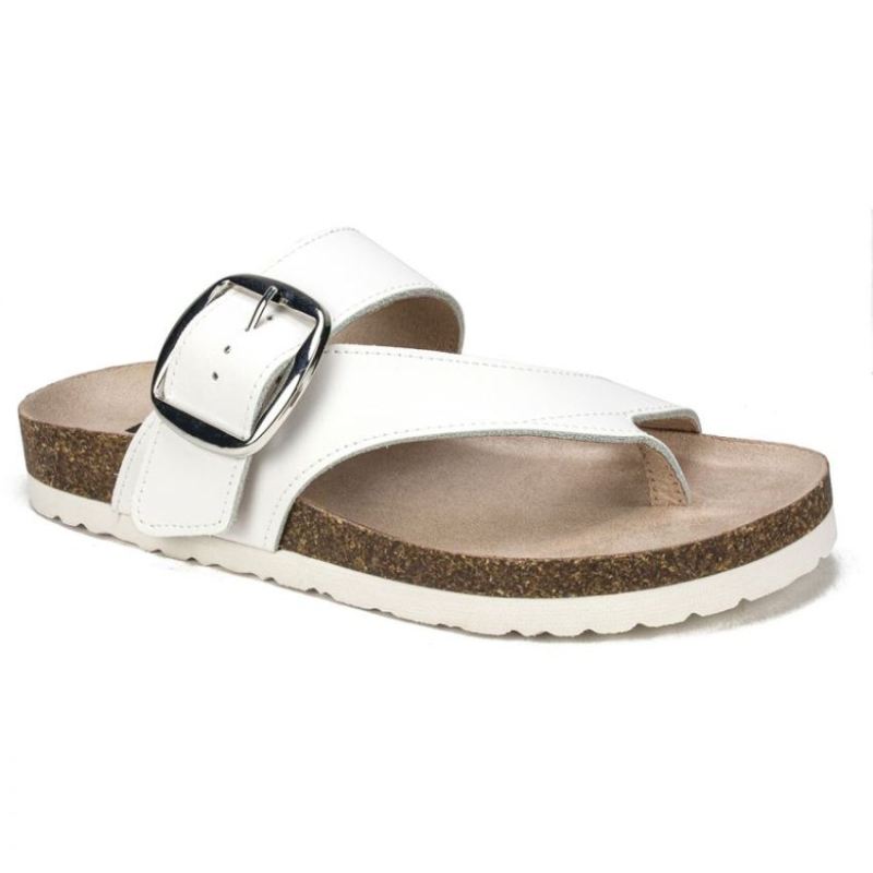 White Mountain Women's Harley Leather Footbeds Sandal-White | Canada Outlet