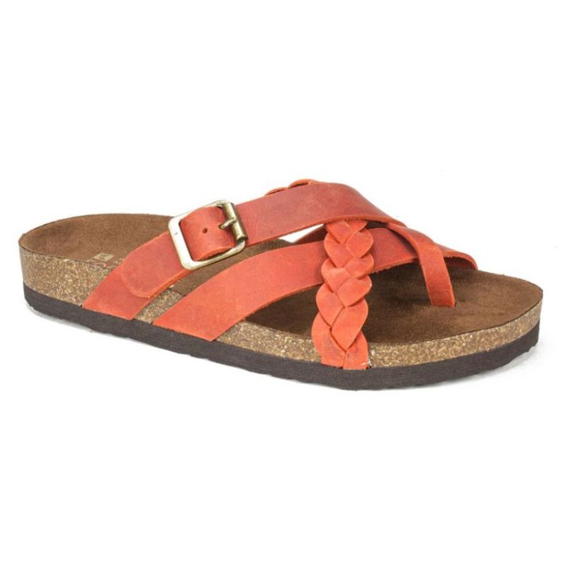 White Mountain Women's Harrington Leather Footbeds Sandal-Rust | Canada Outlet
