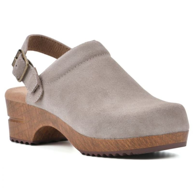 White Mountain Women's Being Leather Clog-Sand Suede | Canada Outlet