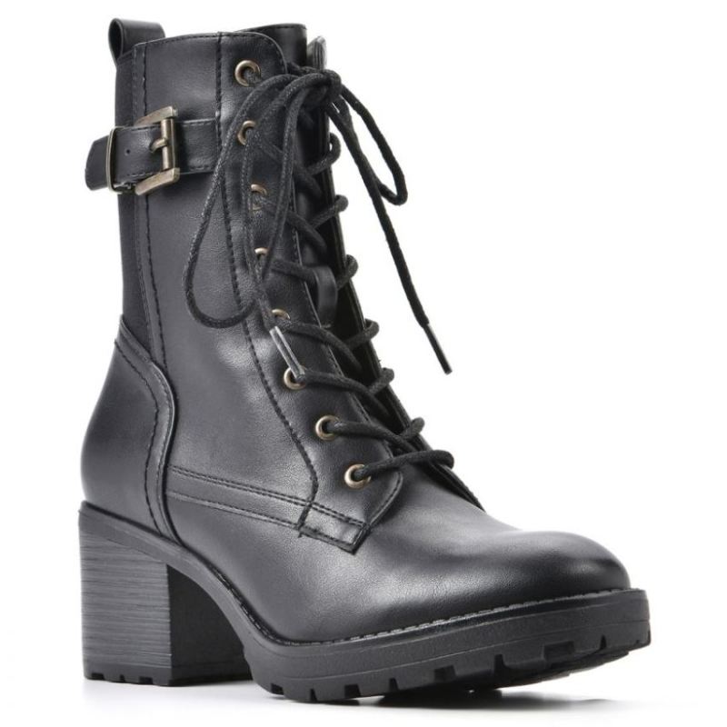 White Mountain Women's Bradley Bootie-Black Faux Leather | Canada Outlet