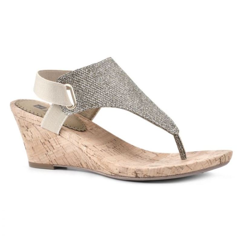 White Mountain Women's All Good Wedge Sandal-Light Gold | Canada Outlet