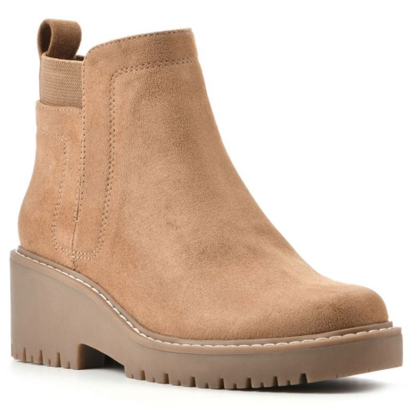 White Mountain Women's Dear Wide Bootie-Tan Faux Suede | Canada Outlet