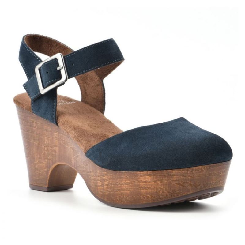 White Mountain Women's Casey Heeled Clog-Navy Suede | Canada Outlet