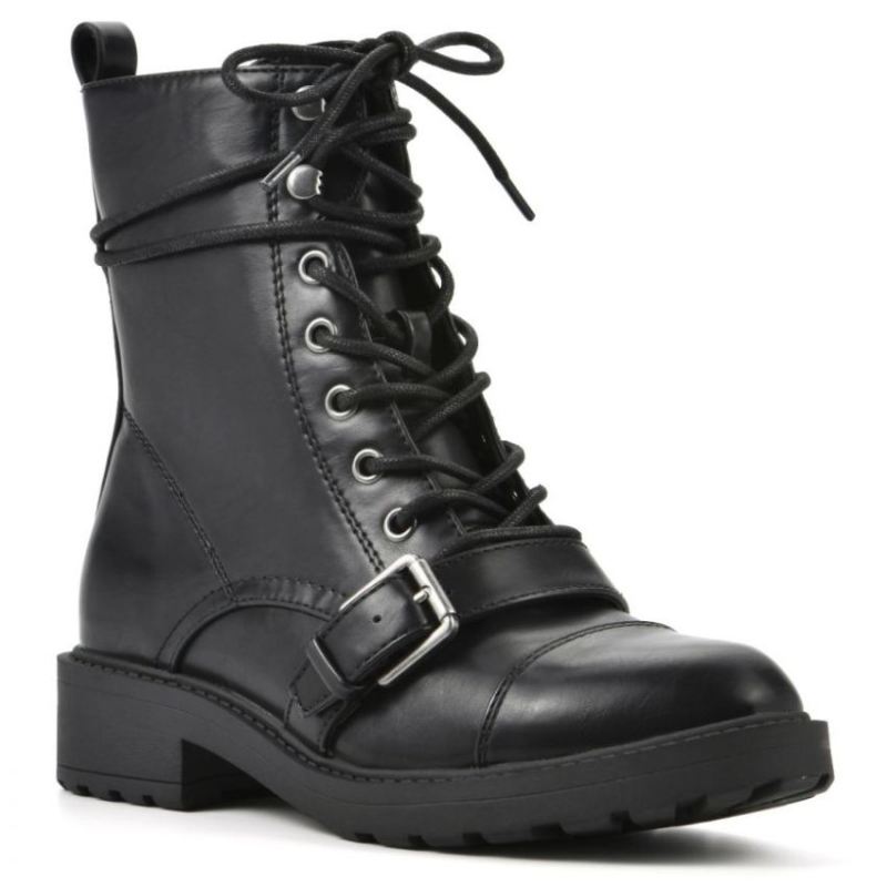 White Mountain Women's Decree Combat Boot-Black | Canada Outlet