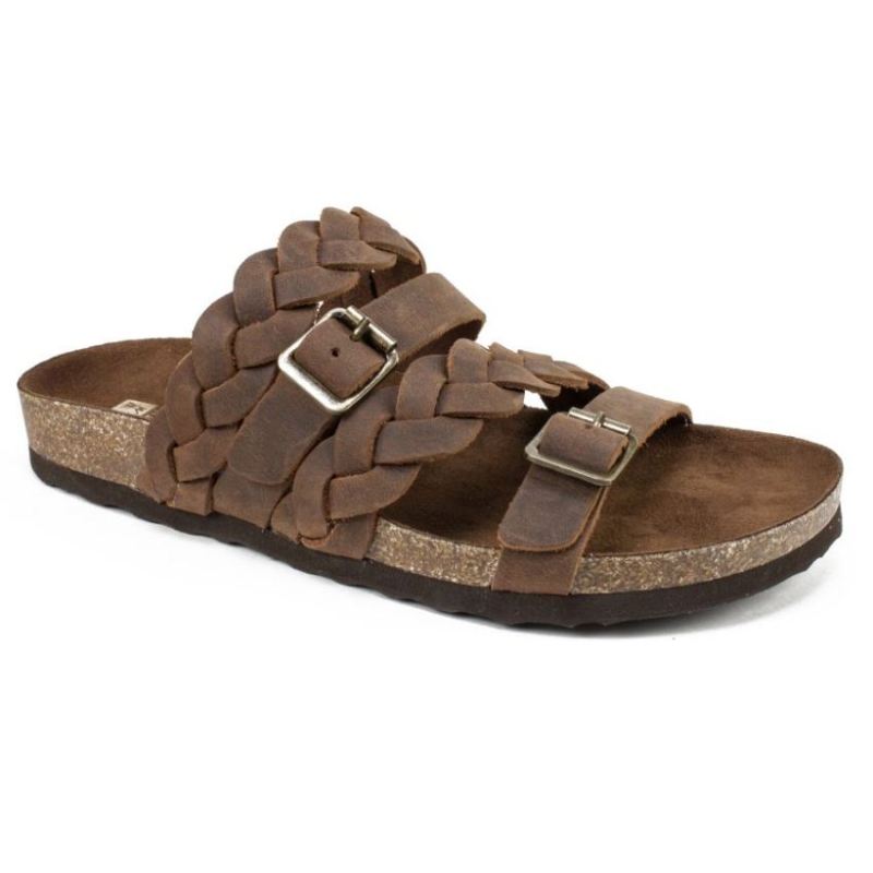 White Mountain Women's Holland Leather Footbeds Sandal-Brown | Canada Outlet
