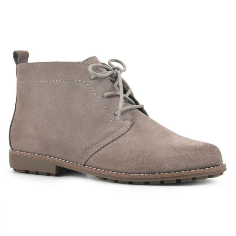White Mountain Women's Auburn Wide Suede Bootie-Taupe Suede | Canada Outlet