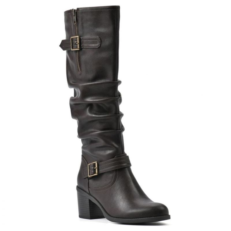 White Mountain Women's Desirable Wide Width Boot-Dark Brown | Canada Outlet