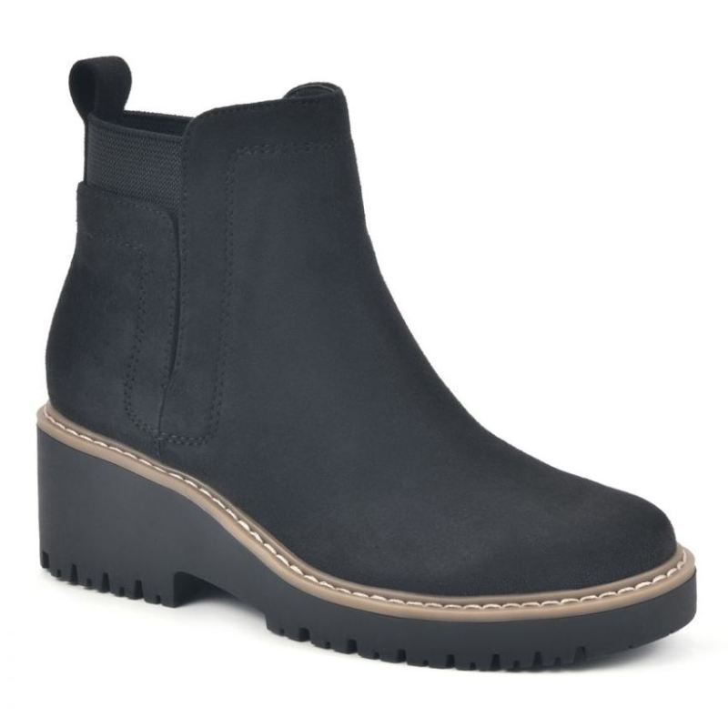 White Mountain Women's Dear Wide Bootie-Black Faux Suede | Canada Outlet