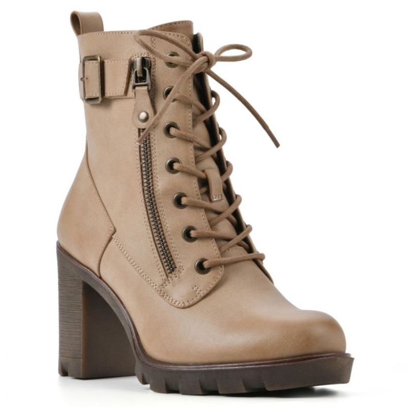 White Mountain Women's Beverley Bootie-Sand Faux Leather | Canada Outlet