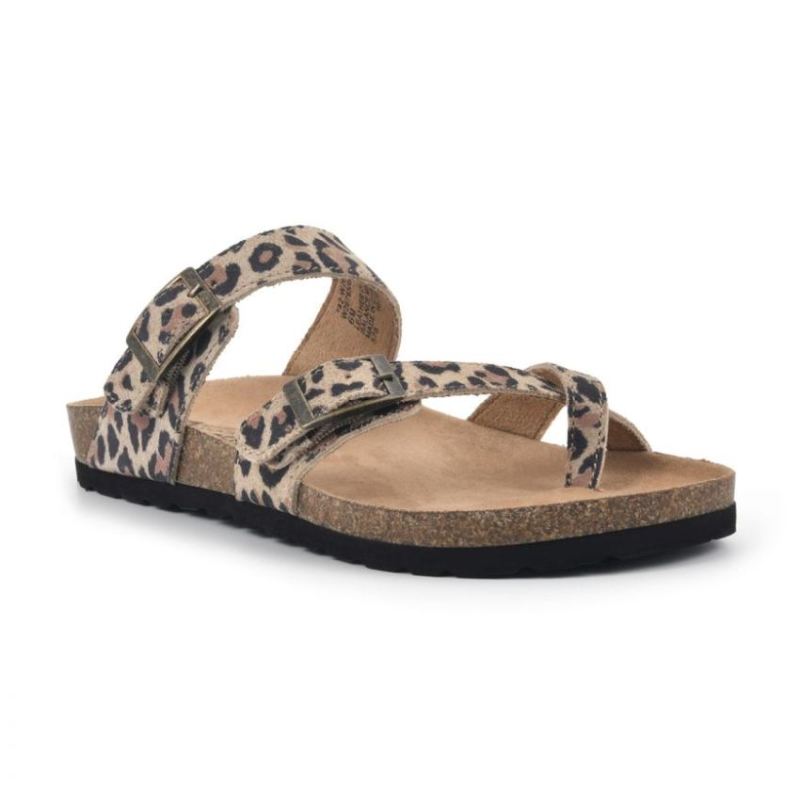 White Mountain Women's Gracie Leather Footbeds Sandal-Natural Leopard | Canada Outlet