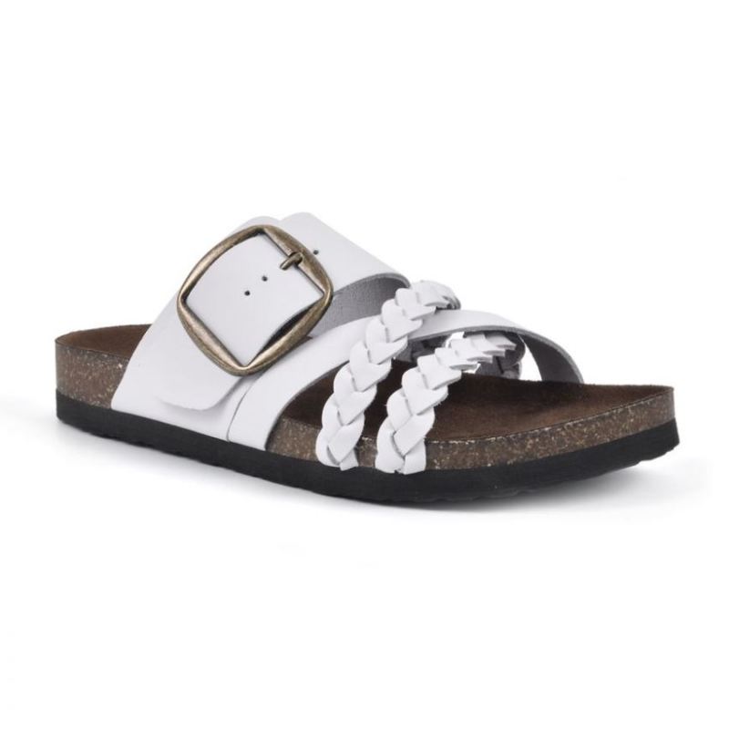 White Mountain Women's Healing Leather Footbeds Sandal-White | Canada Outlet