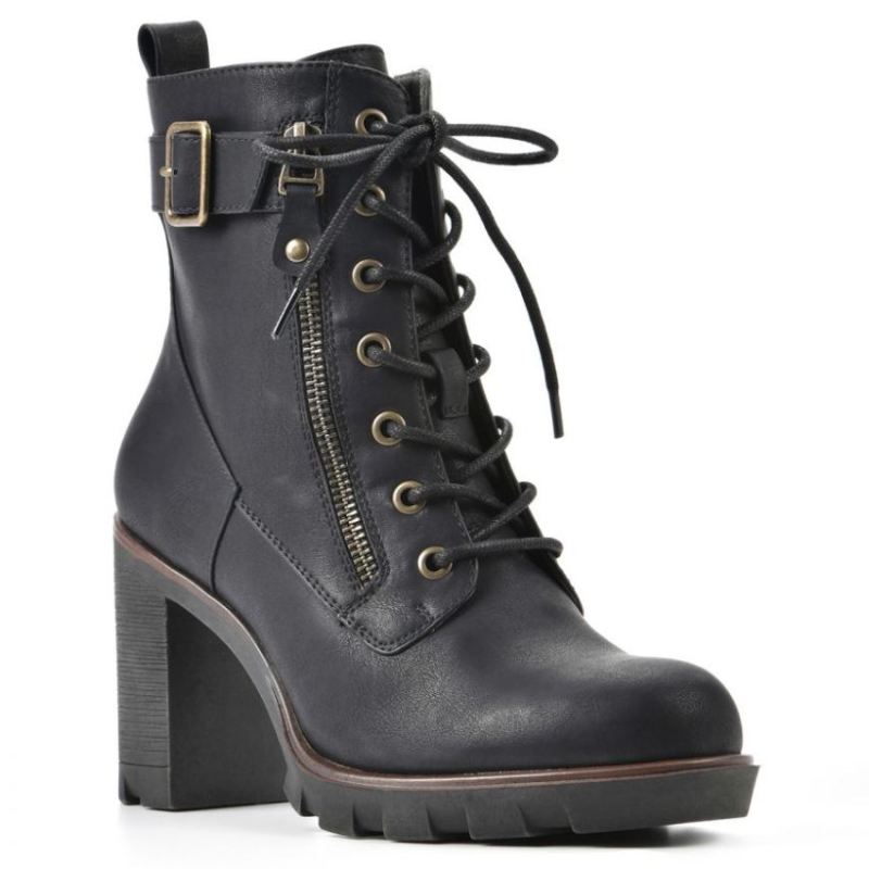 White Mountain Women's Beverley Bootie-Black Faux Leather | Canada Outlet