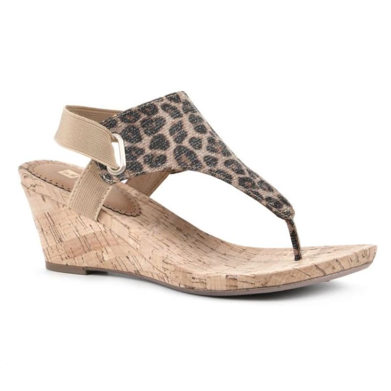 White Mountain Women's All Good Wedge Sandal-Leopard Print Glitter | Canada Outlet