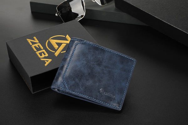 Special Offer Zeba Canada Outlet Premium Leather Trifold Wallet With Removable ID-Cobalt Blue
