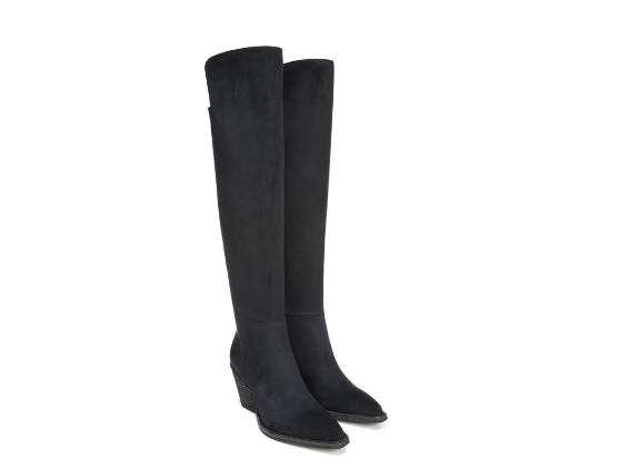Free Shipping Women's Zodiac Ronson Wide Calf Block Heel Tall Boot-Black