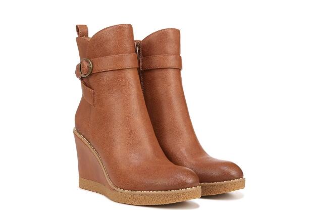 Free Shipping Women's Zodiac Ina Wedge Bootie-Cognac Brown Synthetic  Free Shipping Women's Zodiac Ina Wedge Bootie-Cognac Brown Synthetic