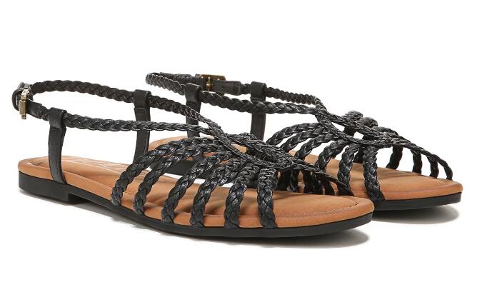 Free Shipping Women's Zodiac Misha Strappy Flat Sandal-Black Synthetic