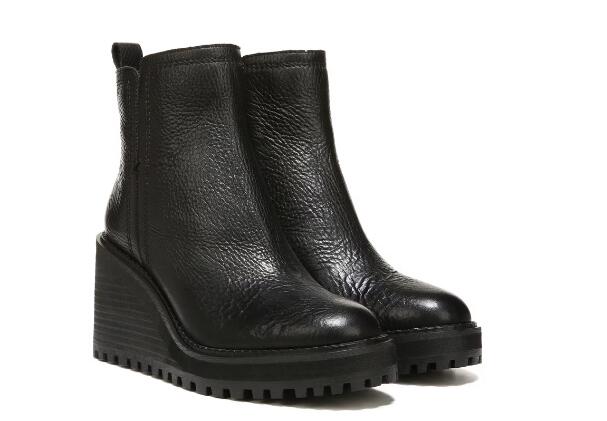 Free Shipping Women's Zodiac Julie Wedge Bootie-Black Leather