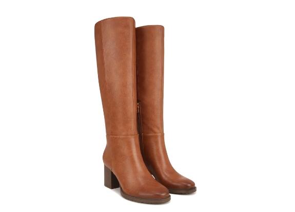 Free Shipping Women's Zodiac Riona Block Heel Tall Boot-Cognac Brown Synthetic