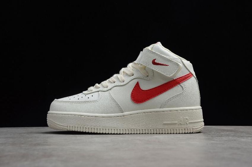 Women's Nike Air Force 1 Mid 07 Sail University Red White 315123-126 Running Shoes