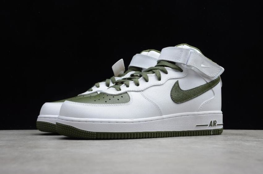 Men's Nike Air Force 1 Mid Retro White Dark Green 554724-088 Running Shoes