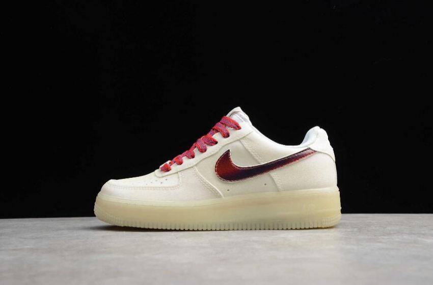 Men's Nike Air Force 1 GS Colorful Beige University Red 718152-007 Running Shoes