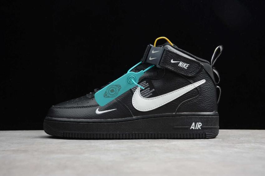 Women's Nike Air Force 1 Mid 07 Black White Tour Yellow 804609-001 Running Shoes
