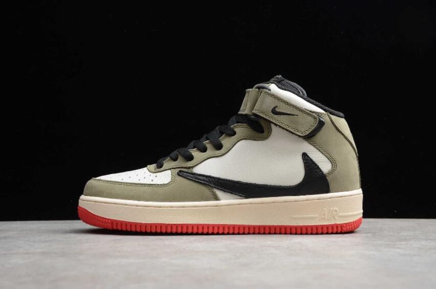 Men's Nike Air Force 1 Mid 07 x Travis Scott Black Green White 804609-159 Running Shoes