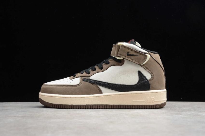 Men's Nike Air Force 1 Mid 07 x Travis Scott Beige Brown 804609-168 Running Shoes