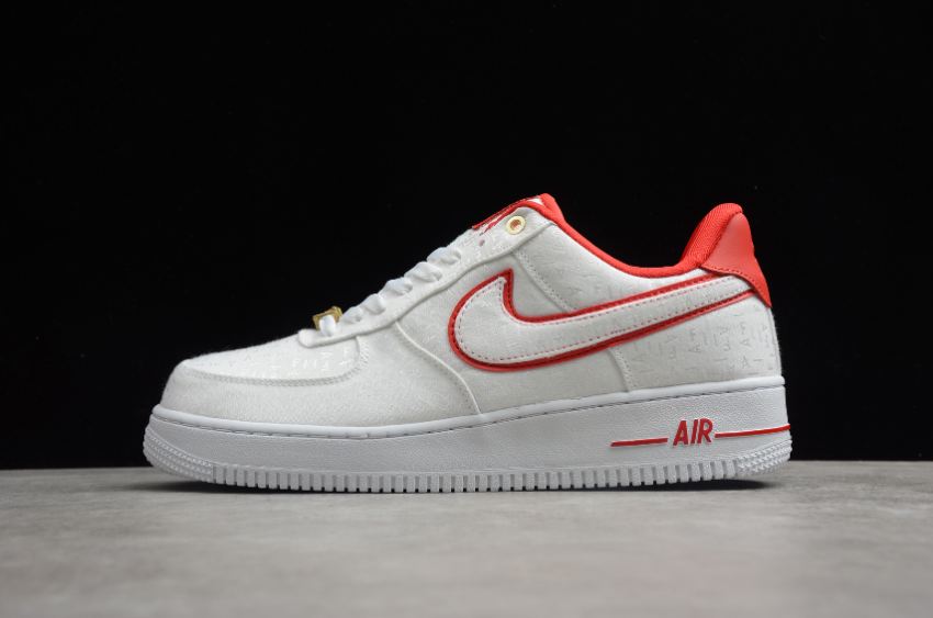 Women's Nike Air Force 1 07 LX White Embellished Red 898889-101 Running Shoes