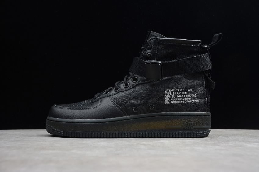 Women's Nike Air Force 1 Mid QS Black Cargo Khaki AA7245-001 Running Shoes