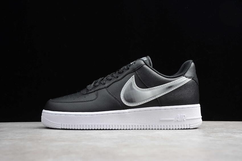 Women's Nike Air Force 1 07 Black Metallic Silver White AO2441-003 Running Shoes