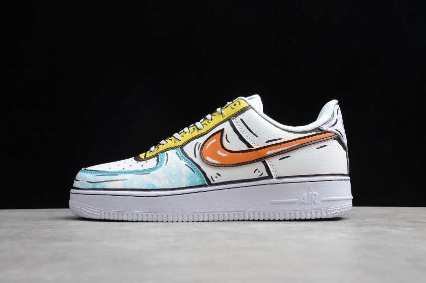 Men's Nike Air Force 1 07 SE Yellow Orange AO9822-001 Running Shoes