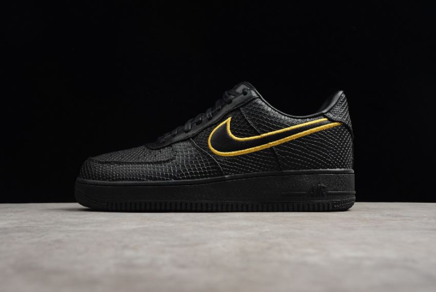 Women's Nike Air Force 1 Low Premium Black Yellow Black AQ9763-001 Running Shoes